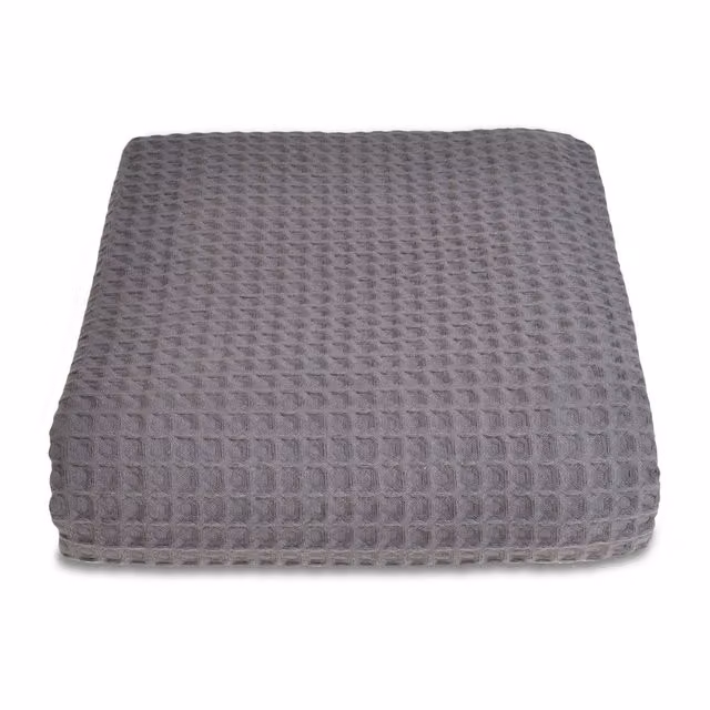 Allure Bath Fashions Luxury Waffle Pique Cotton Throw Blanket in Dark Grey