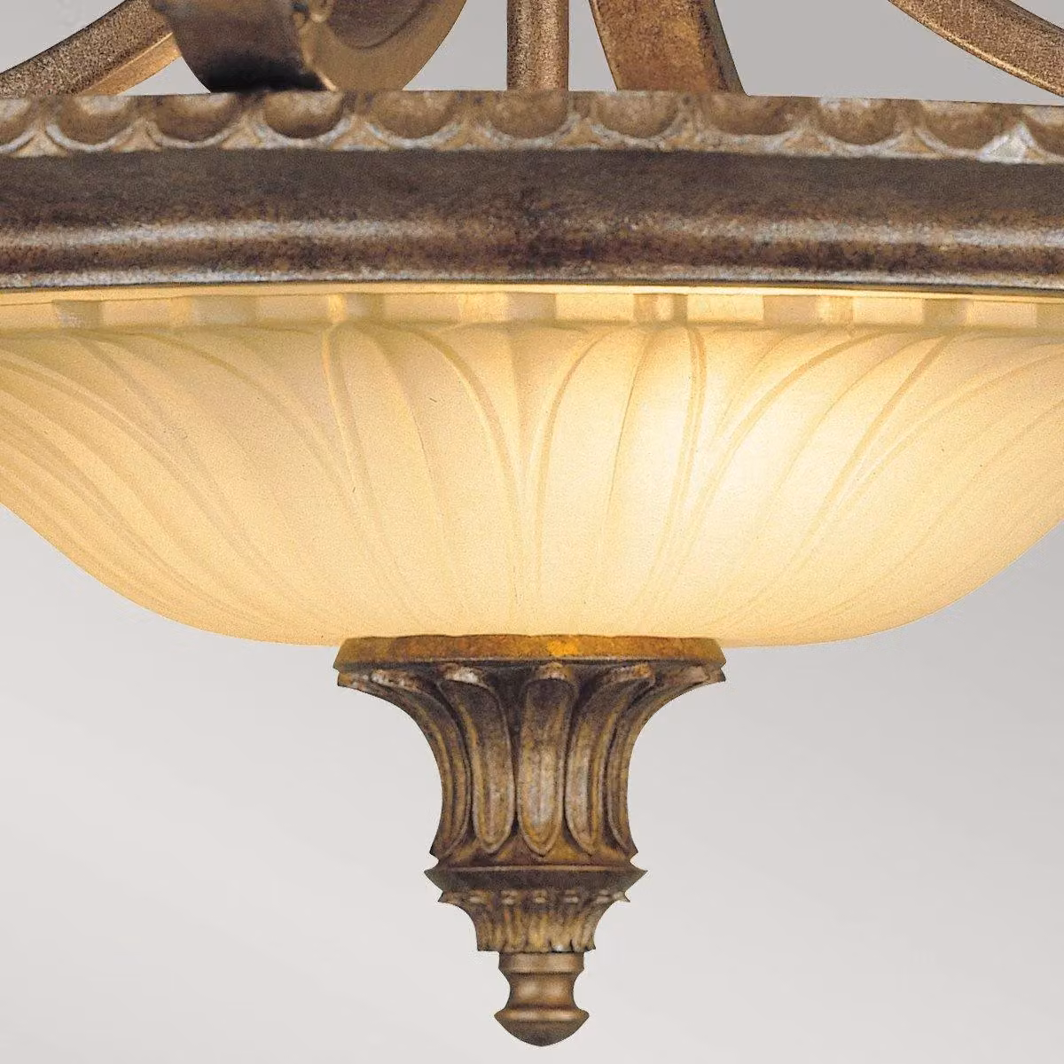 Netlighting Stirling Castle 2 Light Semi Flush Ceiling Light in British Bronze and Brown with E27 Fitting – 3