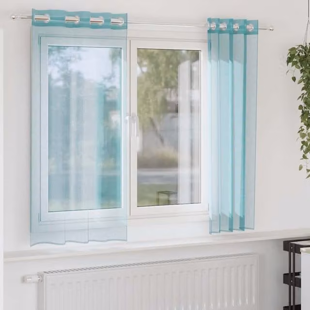 Berkfield Home Turquoise Voile Fabric Curtains with Eyelets, 2 Pack