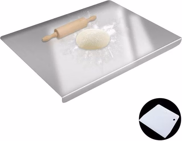 EONLION Stainless Steel Rectangular Cutting and Chopping Board in Silver