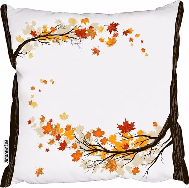 Andrew Lee Autumn Trees Square Cushion, Orange, W/D/H: 60 x 60 x 60 cm