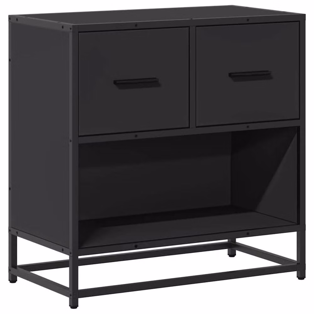 Berkfield Home Elegant Black Bedside Cabinet in Engineered Wood and Metal, W/D/H: 60 x 31 x 60 cm – 3