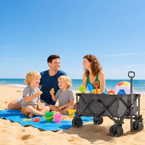 Outsunny Festival Trolley Garden Cart with Metal Frame, Grey – 7