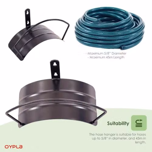 Oypla Wall Mounted Metal Garden Hose Pipe Hanger Hook in Black – 4