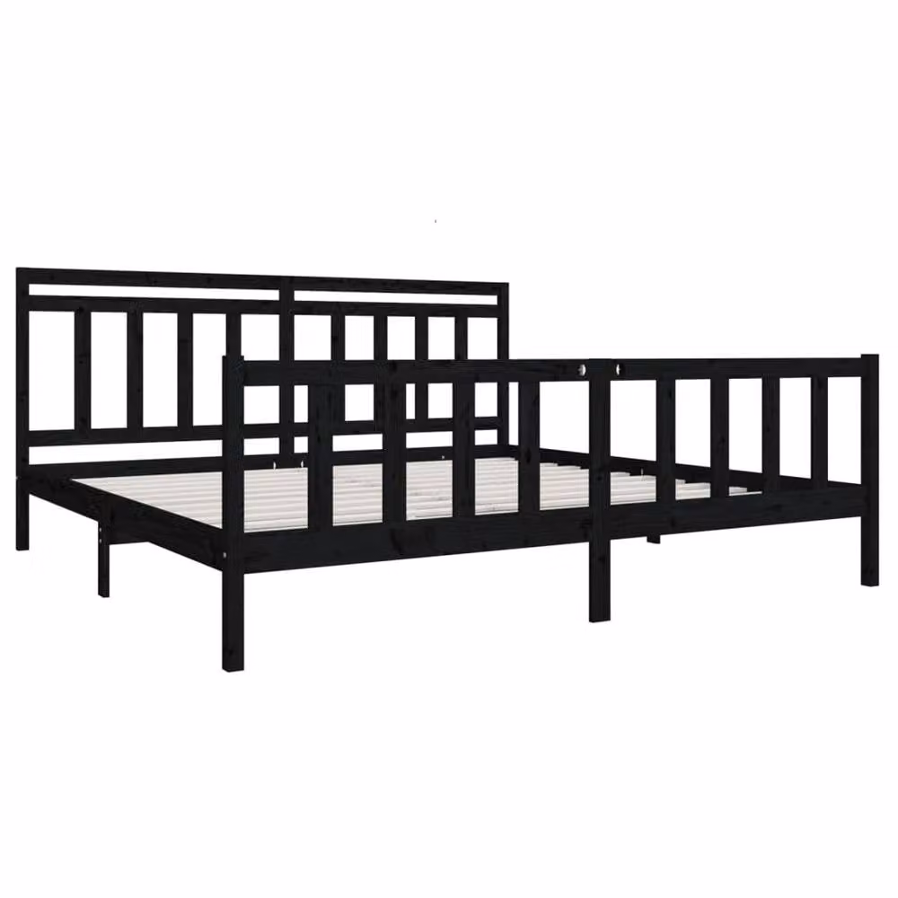 Berkfield Home Black Solid Pine Wood Bed Frame W/D/H: 200 x 200 cm – 3
