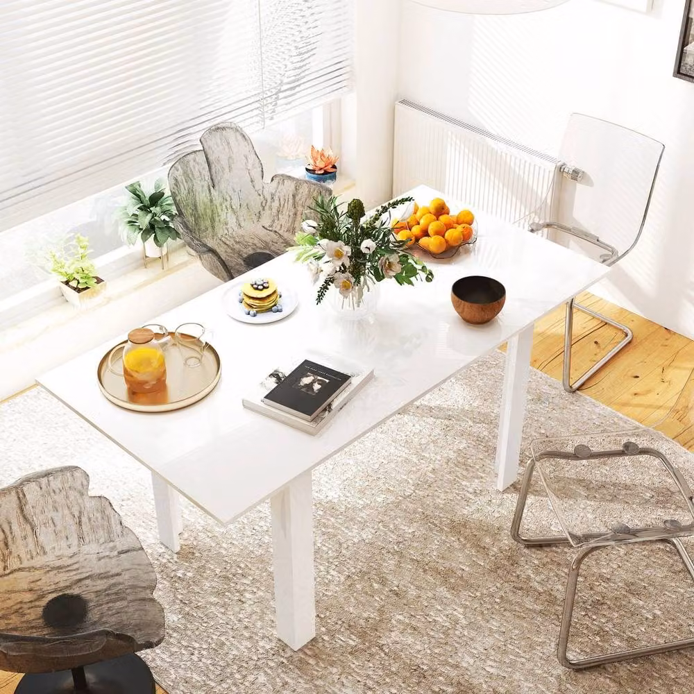 NESTLUNE Extendable Rectangular Dining Table in White – 2