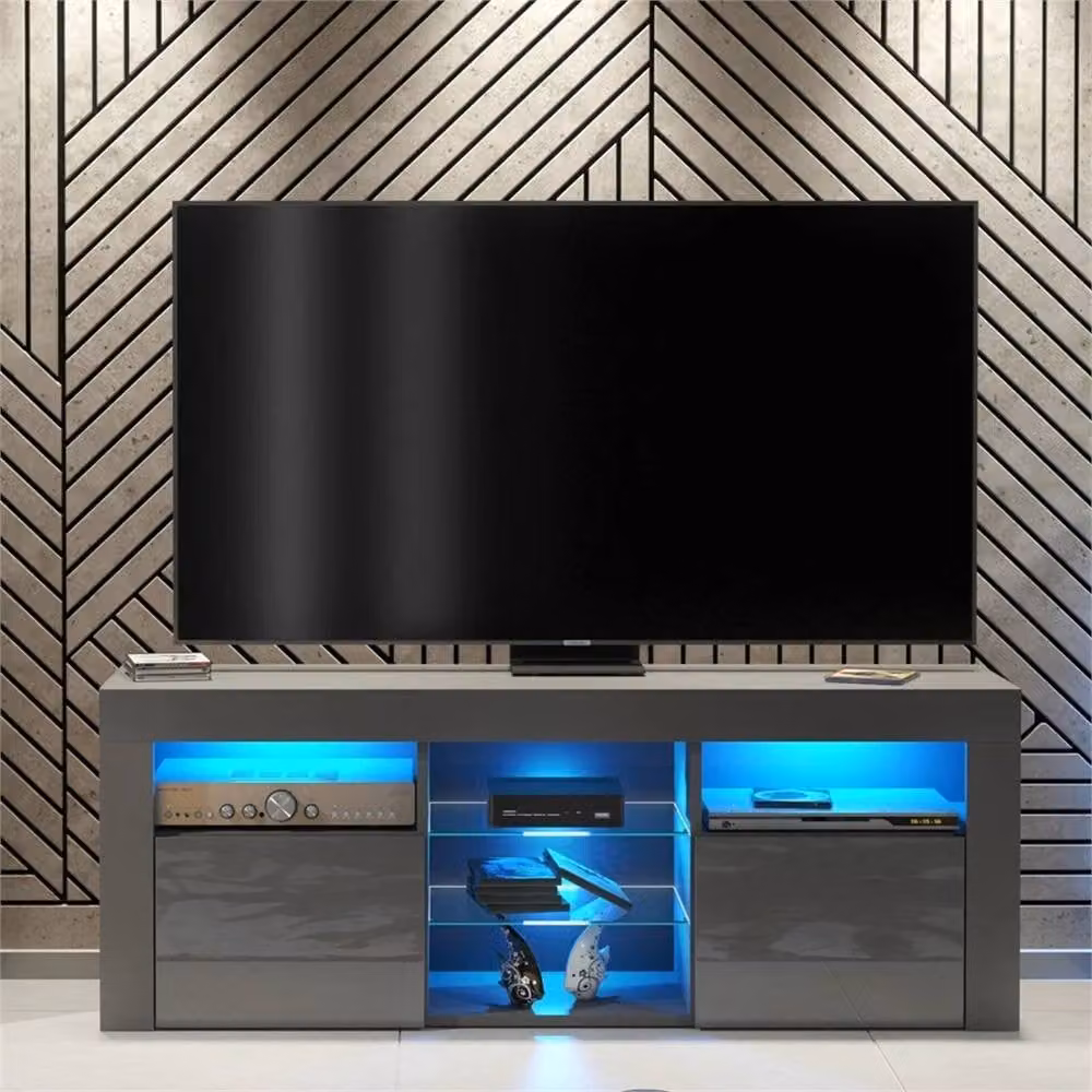 PAWNORA Grey Matt and High Gloss TV Unit – 2