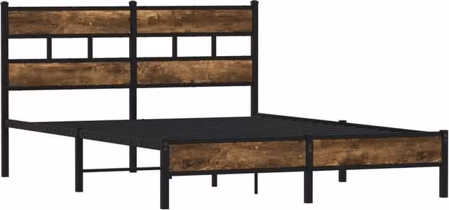 Berkfield Home Elegant Bed Frame with Headboard in Sonoma Oak and Brown, W/D/H: 140 x 200 x 91.5 cm
