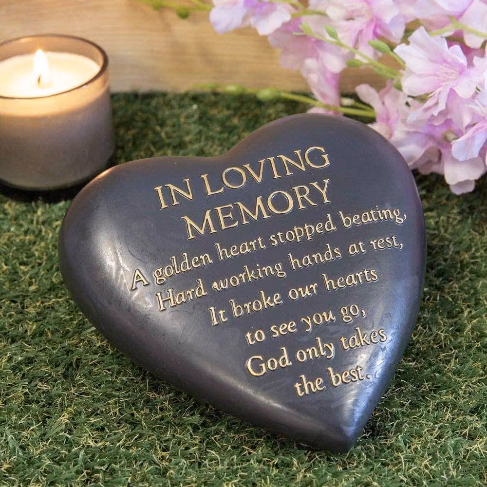 Widdop Thoughts Of You Heart-Shaped Graveside Plaque in Dark Grey and Gold – 2