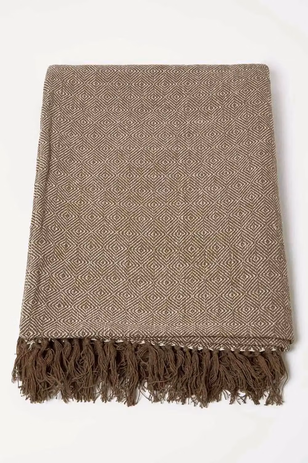 Homescapes Malda Woven Cotton Throw with Tassels in Brown, W: 255 cm, D: 360 cm – 2
