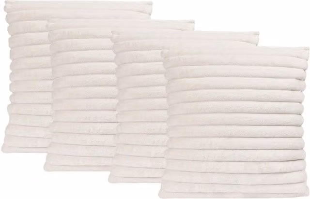 OHS Pack of 4 White Faux Fur Ribbed Square Cushion Covers