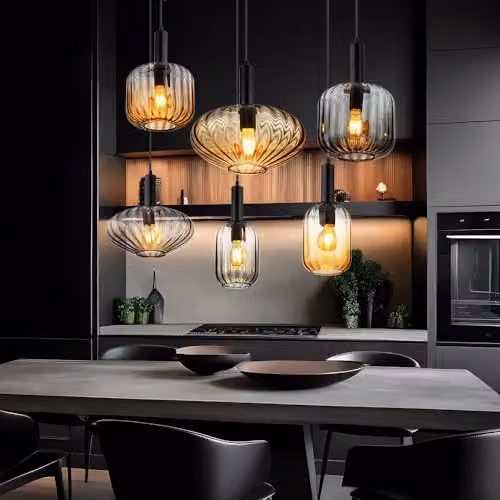 Netlighting Valletta Cluster Pendant Ceiling Light in Black with 6 Glass Shades and E27 Sockets – 3