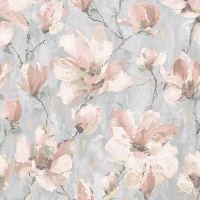 Grandeco Camilla Floral Blossom Botanical Vinyl Wallpaper in Pink