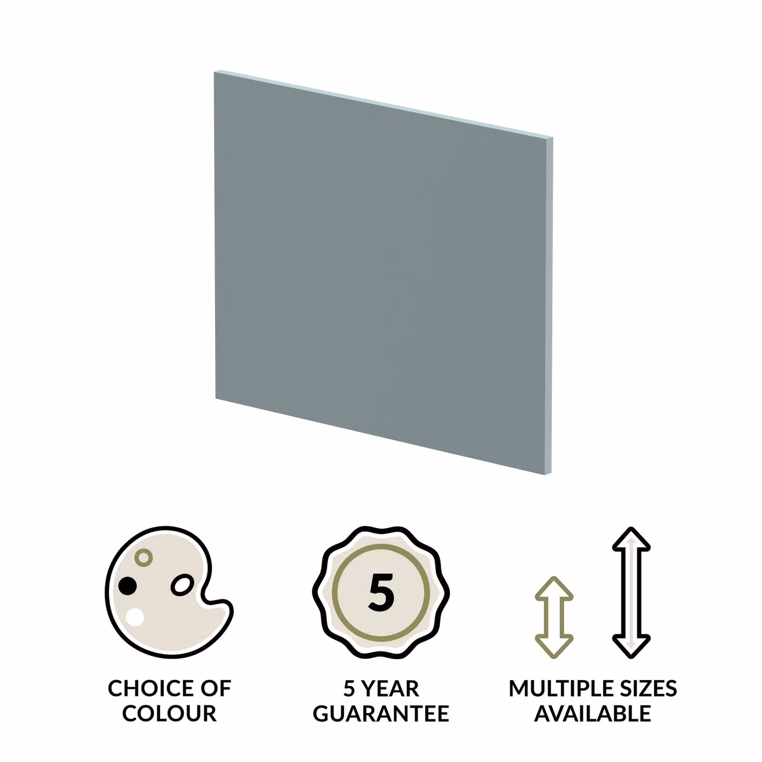 Balterley Edge Power L Shape Square End Bath Panel in Matt Coastal Grey, 1700mm – 2