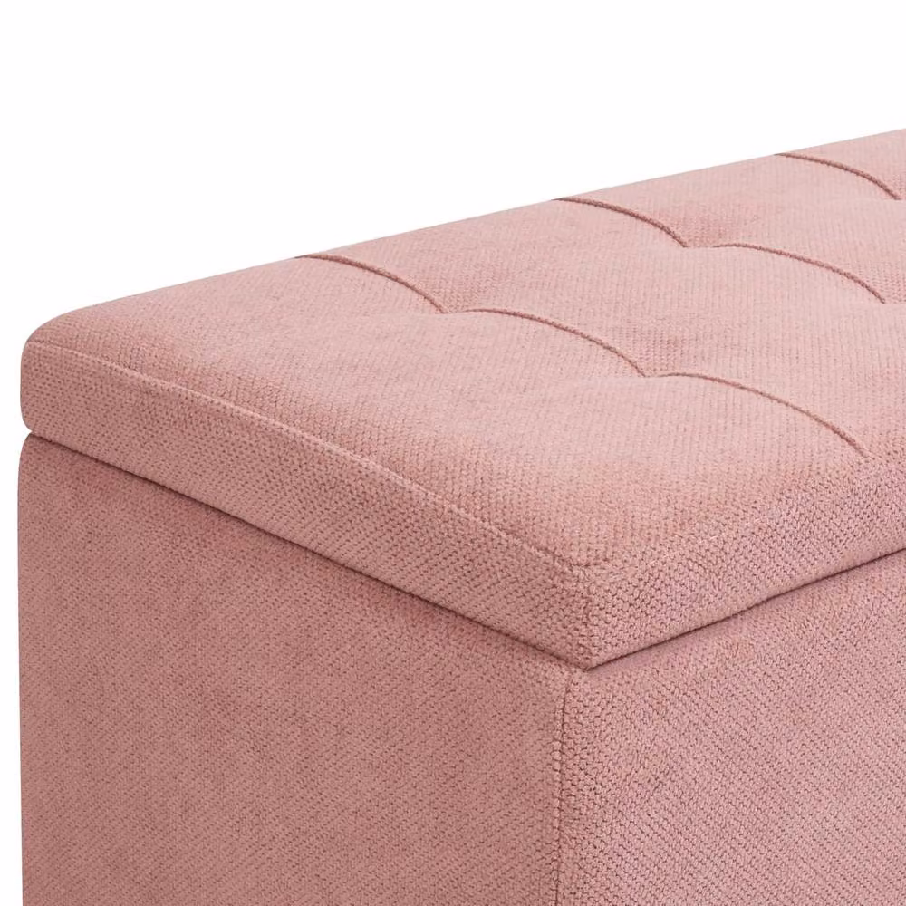 Wyld and Coco Pink Polyester Upholstered Storage Ottoman Footstool W: 100 cm, D: 42 cm, H: 40 cm – 4