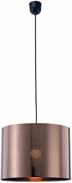Dako Black and Bronze Metal Cylinder Ceiling Pendant Light with E27 Fitting, W/D/H: 35 x 25 x 35 cm