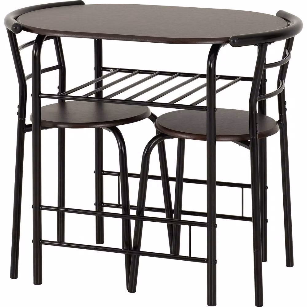 Seconique Derry Modern Oval Dining Set in Black and Walnut – 3