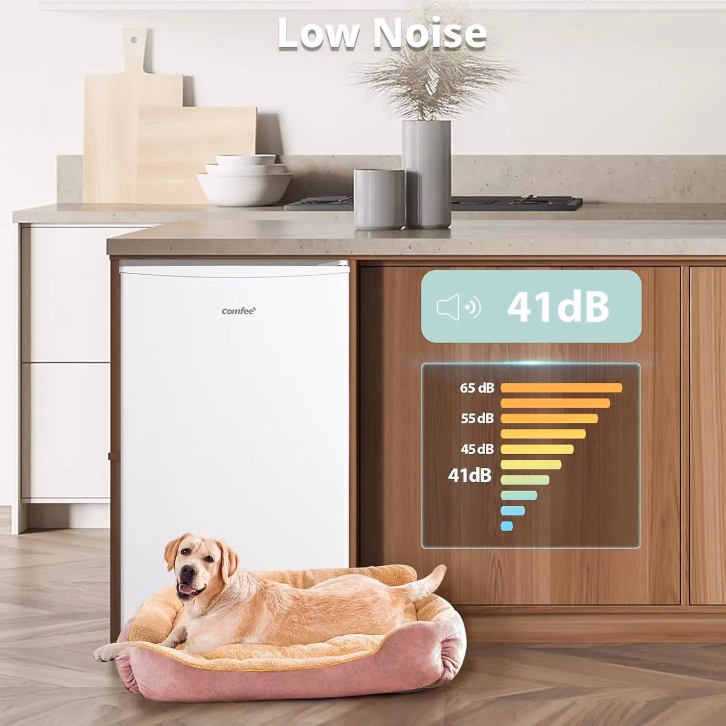 Living and Home 60L White Freestanding Under Counter Upright Freezer with Reversible Door and Adjustable Thermostat, W/D/H: 47.5 x 44.5 x 84.5 cm – 2