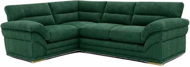 Bliss Furniture Amalfi Claude Right Hand 2 Piece L-Shape Corner Sofa in Green Striped Fabric
