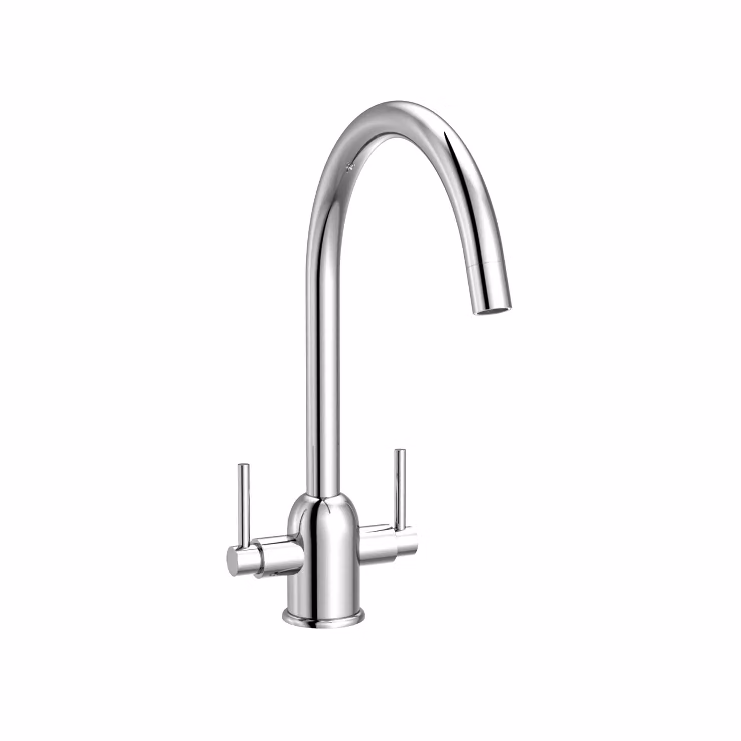 Nes Home Kallion Twin Lever Chrome Swivel Kitchen Sink Mono Mixer Tap in Silver – 2