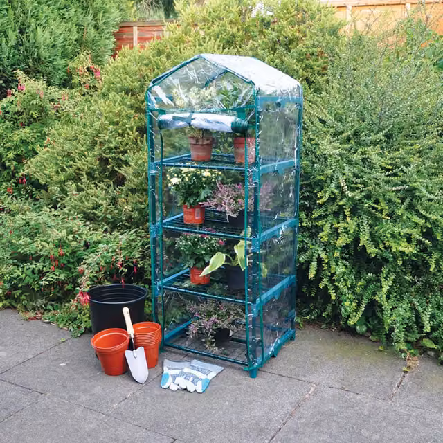 Garden Mile 4 Tier Gable Garden Greenhouse in Green