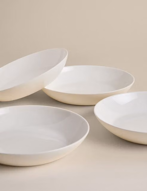 M&S Arlington Set of 4 White Bone China and Porcelain Pasta Bowls