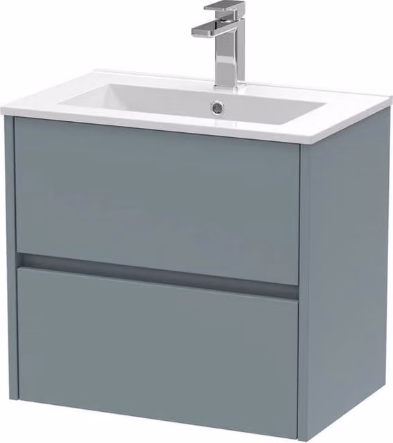 Balterley Chartley 2 Drawer Wall Hung Vanity Basin Unit, Coastal Grey, Width: 60 cm