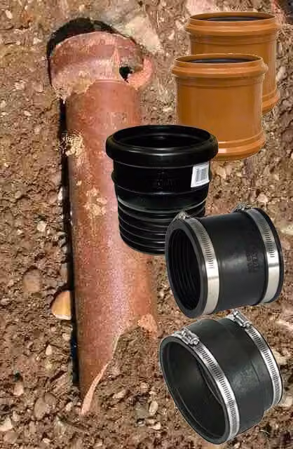 FloPlast Pipe Repair Kit for PVC, Clay and Cast Iron, 110mm, Black