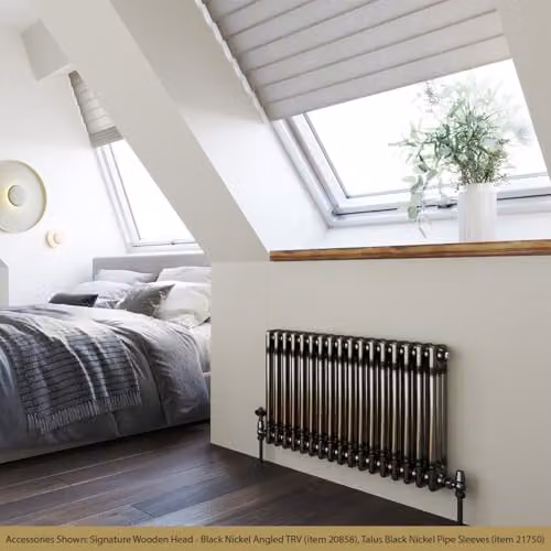 UK Radiators Alpha 3 Column Horizontal Traditional Cast-Iron Style Radiator in Raw Metal with Feet, W: 777 mm, H: 500 mm – 3