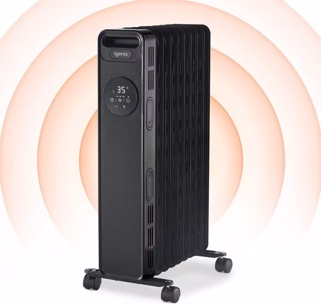 Igenix 2kW Digital Oil Filled Radiator with Timer and Remote Control, Black – 2