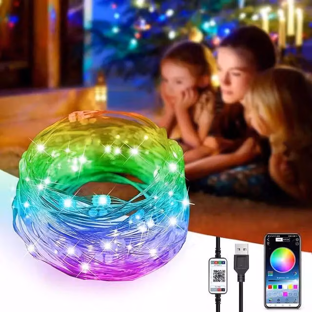 Lighting Legends RGB LED Smart Indoor Fairy Lights, Bluetooth Controlled, Dimmable with Timer, Multicolour, 20 m