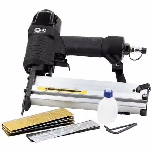 SIP 2-in-1 Air Nailer and Stapler Kit, 18 Gauge Brad Nailer Gun with 100 Nail Magazine, Black – 1