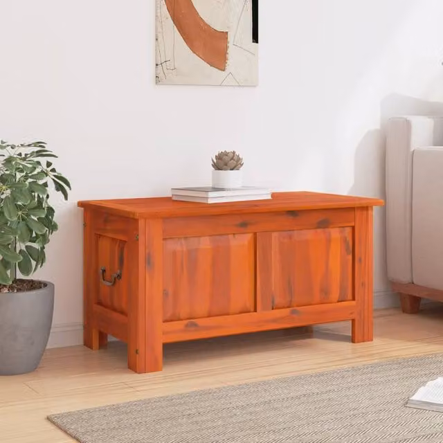 Berkfield Home Brown Acacia Wood Storage Chest with Lid