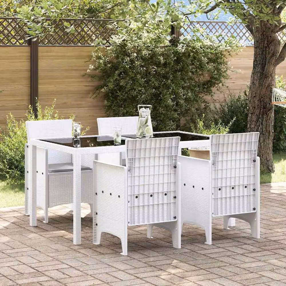 Berkfield Home Set of 4 White Rattan Garden Chairs for Balcony and Terrace – 2