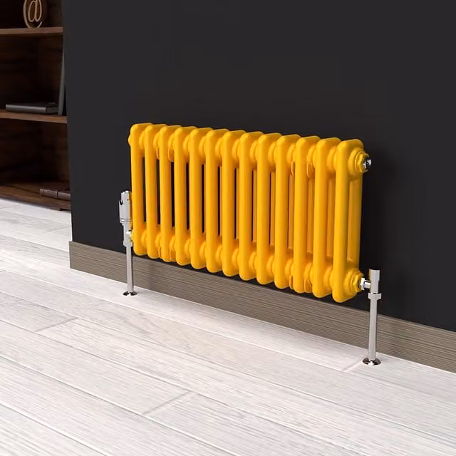 Lux Heat Horizontal Column Radiator in Sunflower Yellow, 2 Column, W: 60.5 cm, H: 30 cm