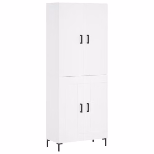 vidaXL Modern White Highboard with Hinged Doors and Internal Shelves, W/D/H: 69.5 x 34 x 180 cm