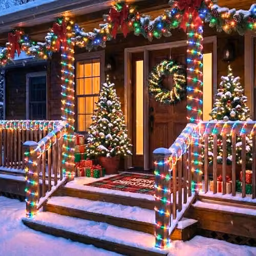 Shatchi Multicolour LED String Lights with 100 LEDs, 10m Length, Mains Powered, 8 Modes, Timer and IP44 Waterproof Rating for Indoor and Outdoor Decor – 9