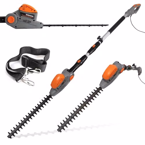 Terratek 550W Electric Long Reach Reciprocating Hedge Trimmer with 45cm Blade in Grey and Orange