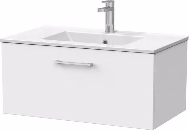Balterley Pershall 1 Drawer Vanity with Ceramic Basin, Matt White, W: 80 cm