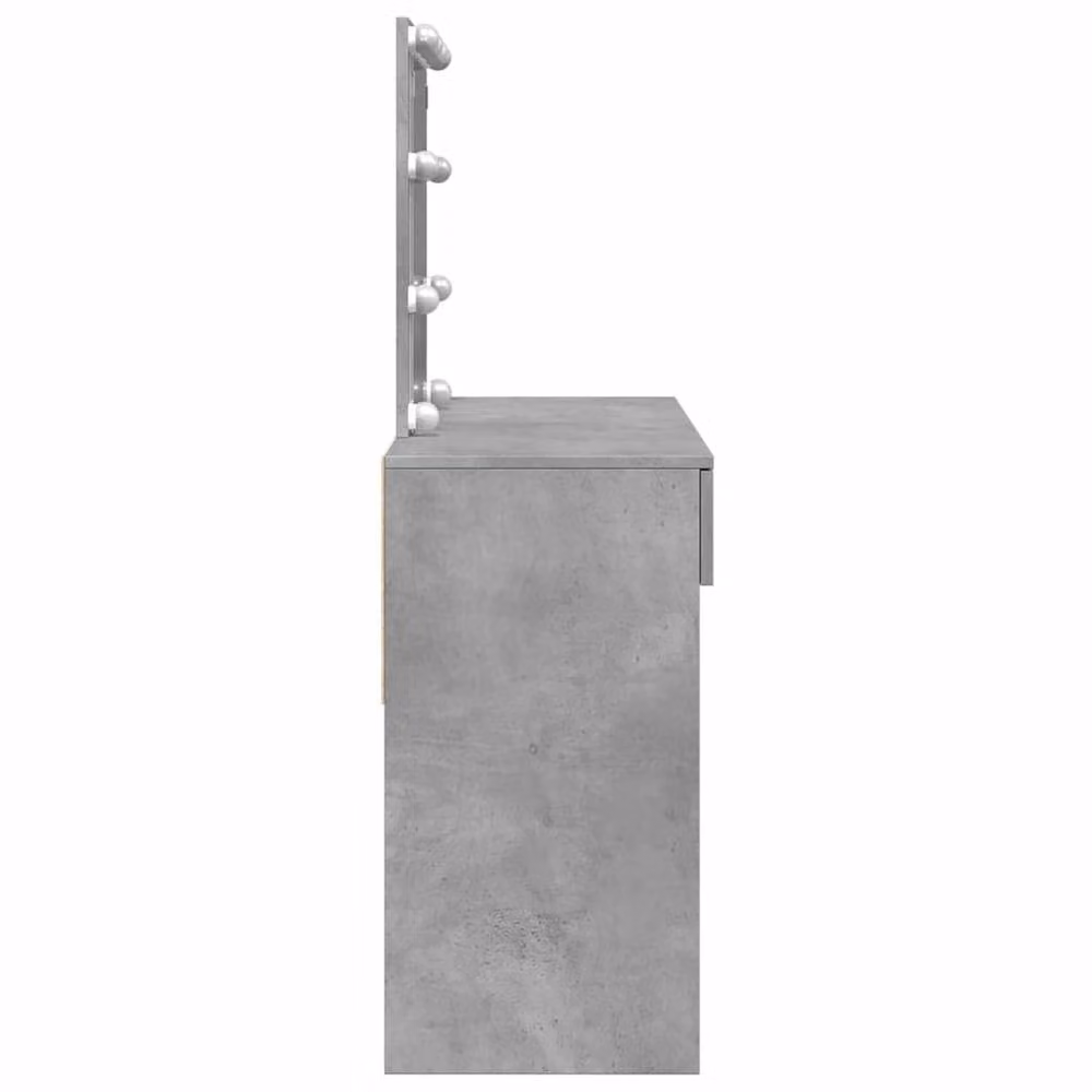 Berkfield Home Modern Dressing Table with Hollywood LED Mirror in Concrete Grey, W/D/H: 100 x 40 x 130 cm – 4