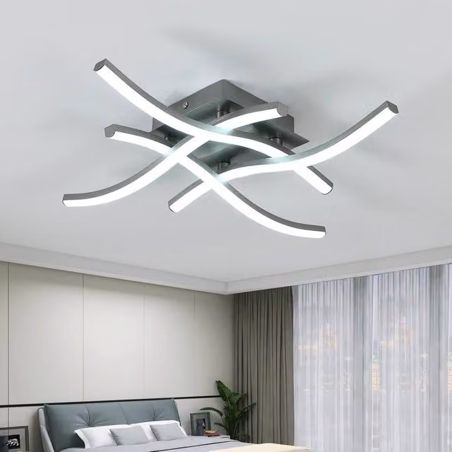 Goeco Modern Square LED Ceiling Light, 24 W, Cool White 6500 K, Grey