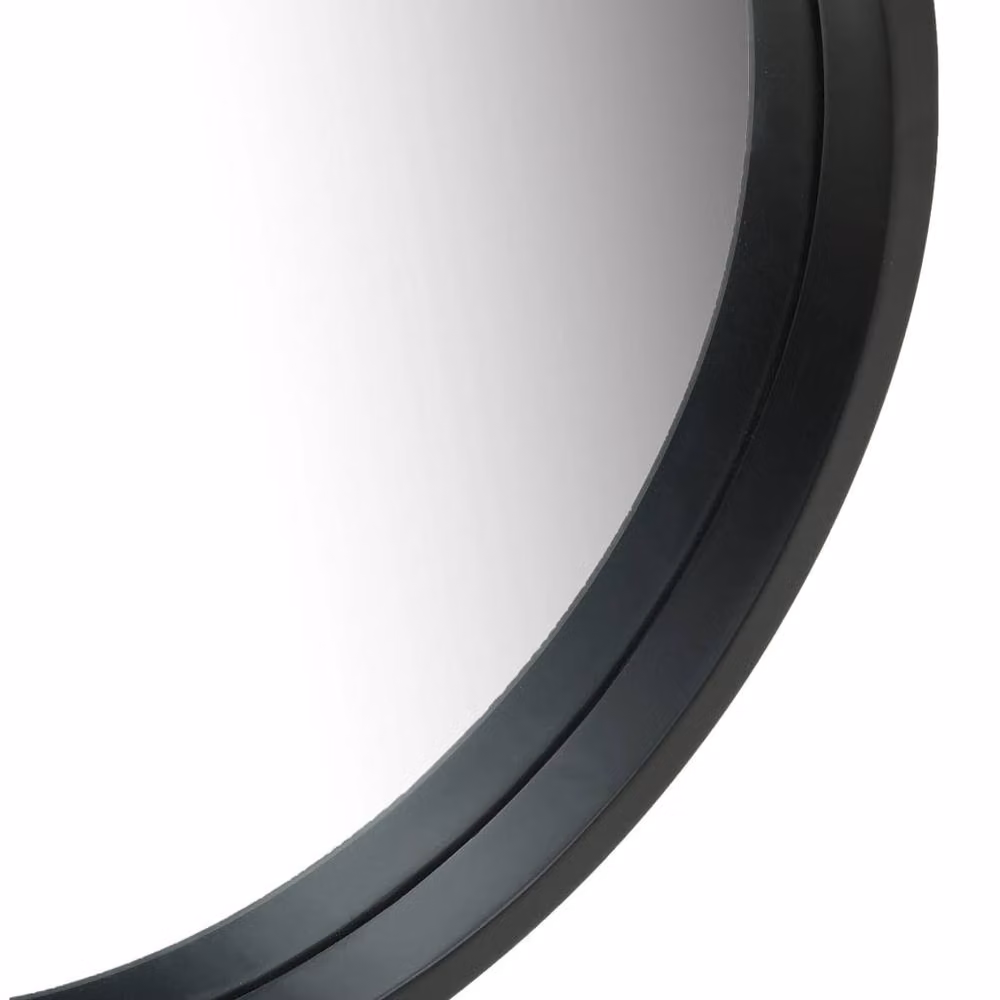 Berkfield Home Round Retro Hanging Wall Mirror with Strap, Black, Diameter: 50 cm – 2