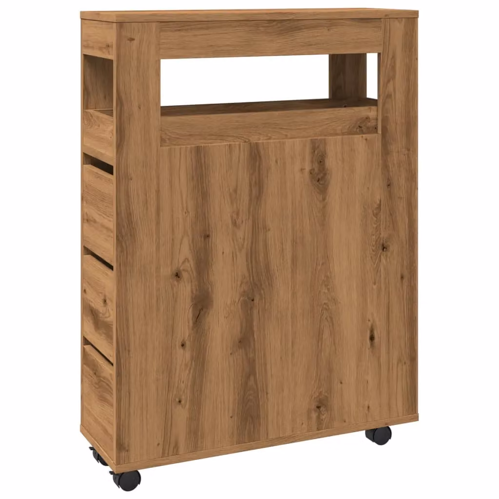 Berkfield Home Narrow Bathroom Cabinet with Wheels in Artisan Oak Brown – 2