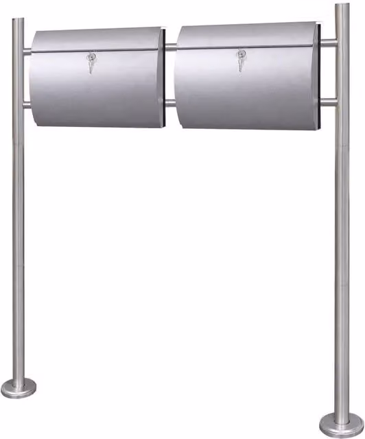 Berkfield Home Double Mailbox on Stand in Silver Stainless Steel