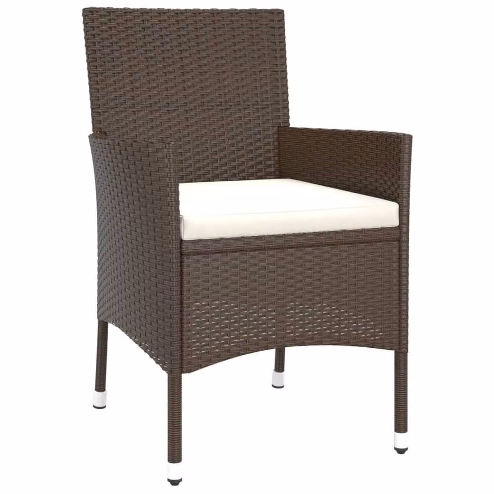 Berkfield Home Beautiful 5 Piece Garden Bistro Set with Cushions in Brown Poly Rattan – 5