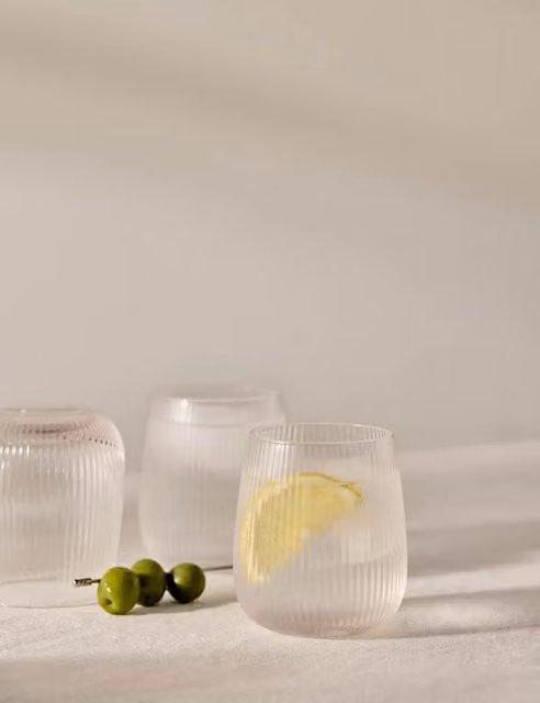 M&S Set of 6 Maxim Optic Ribbed Glass Tumblers, Transparent