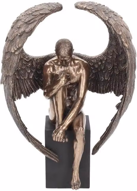 Nemesis Now Bronzed Angel's Reflection Contemplative Figurine, Brown, Height: 26 cm