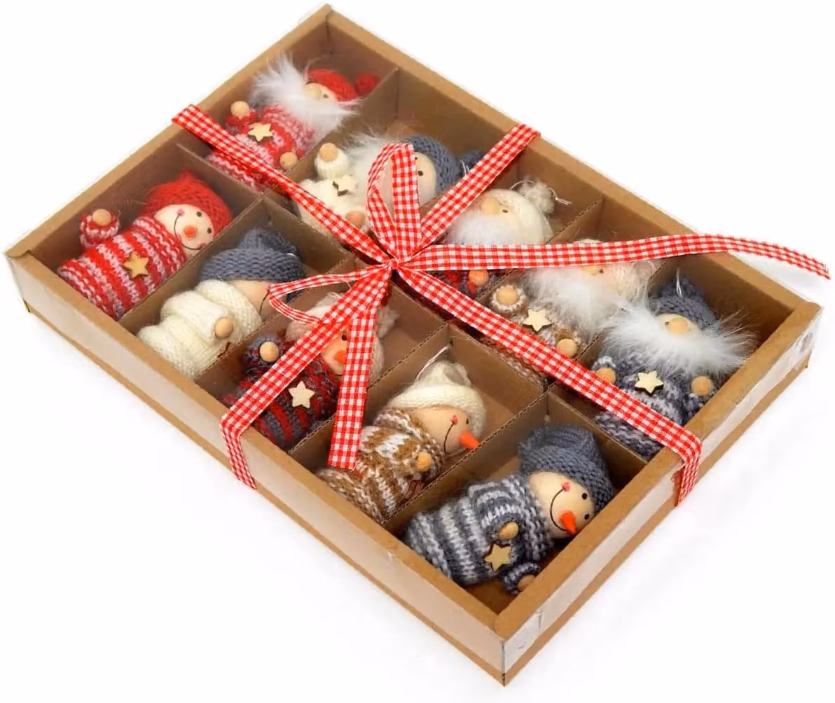 Shatchi Handmade Animal Figure Christmas Tree Hanging Box Set, Multicolour Wood and Textile Decor, 10 Pieces – 2