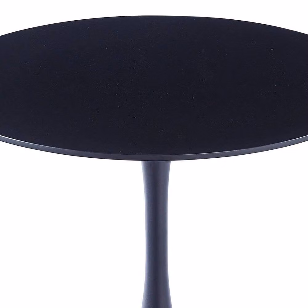 KORVIXA Modern Round Black Wood Dining Table with Central Column, Diameter: 90 cm – 4