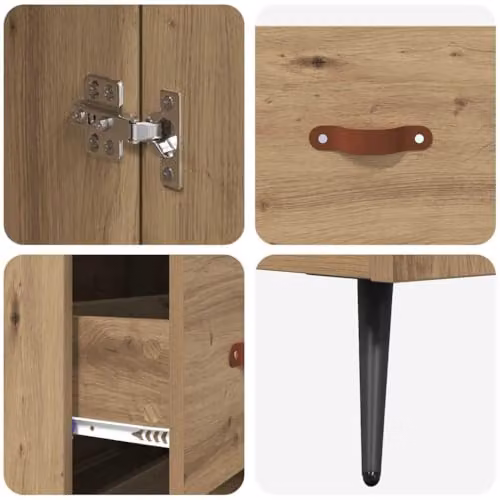 vidaXL Artisan Oak Highboard with 3 Drawers and Hinged Doors, W/D/H: 69.5 x 34 x 180 cm – 3